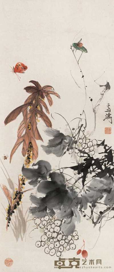 王雪涛  花卉草虫图 立轴 95×40cm